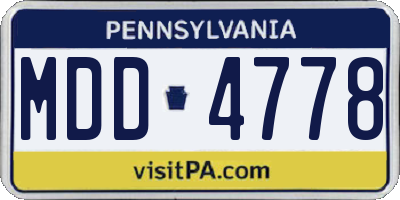 PA license plate MDD4778