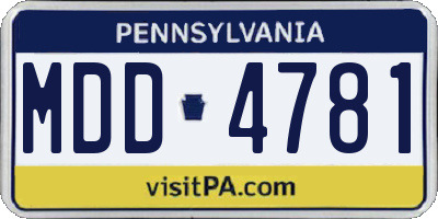 PA license plate MDD4781