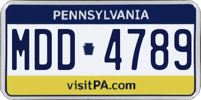 PA license plate MDD4789
