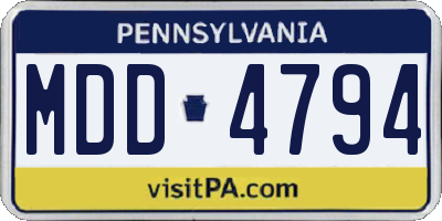PA license plate MDD4794