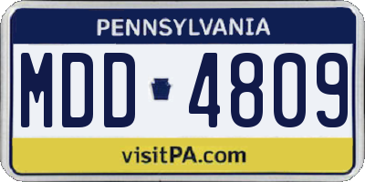 PA license plate MDD4809