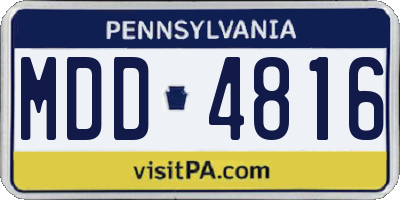 PA license plate MDD4816