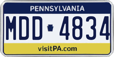 PA license plate MDD4834