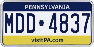 PA license plate MDD4837