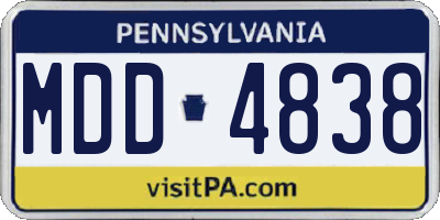 PA license plate MDD4838