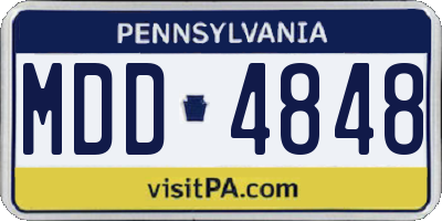 PA license plate MDD4848