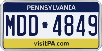 PA license plate MDD4849