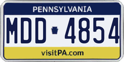PA license plate MDD4854