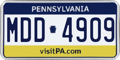 PA license plate MDD4909