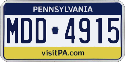 PA license plate MDD4915