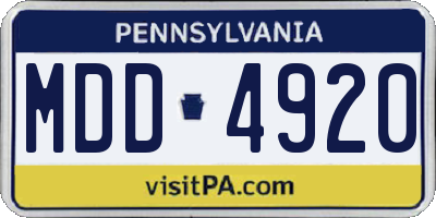 PA license plate MDD4920