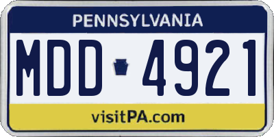 PA license plate MDD4921