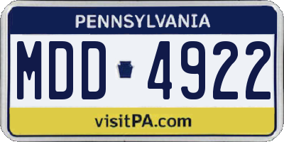 PA license plate MDD4922