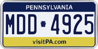 PA license plate MDD4925