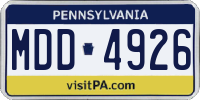 PA license plate MDD4926