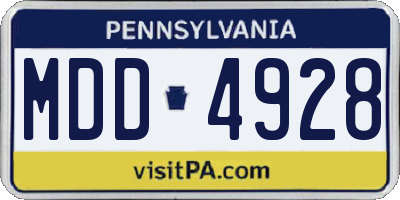PA license plate MDD4928
