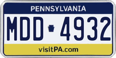 PA license plate MDD4932