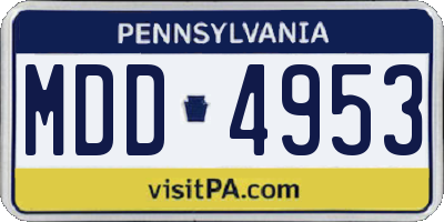 PA license plate MDD4953