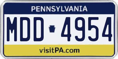PA license plate MDD4954