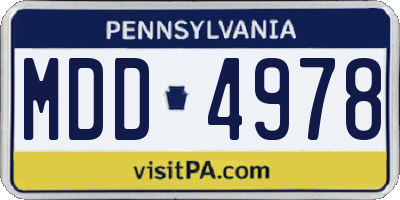 PA license plate MDD4978