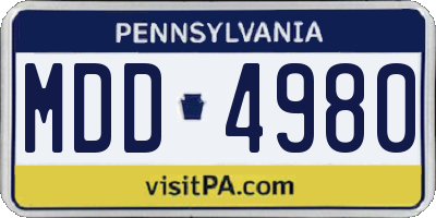 PA license plate MDD4980