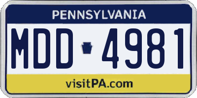 PA license plate MDD4981