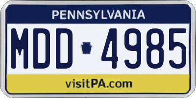 PA license plate MDD4985