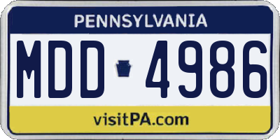 PA license plate MDD4986