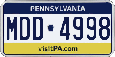 PA license plate MDD4998