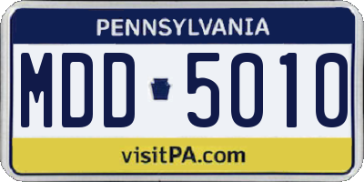 PA license plate MDD5010