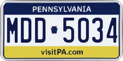 PA license plate MDD5034