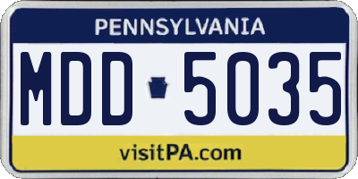 PA license plate MDD5035