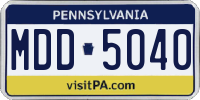 PA license plate MDD5040