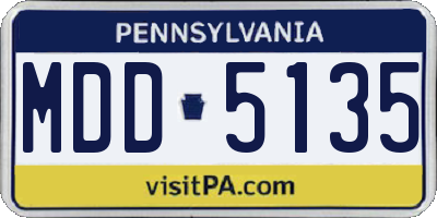 PA license plate MDD5135