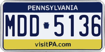 PA license plate MDD5136