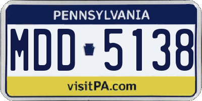 PA license plate MDD5138