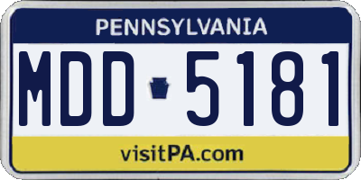 PA license plate MDD5181