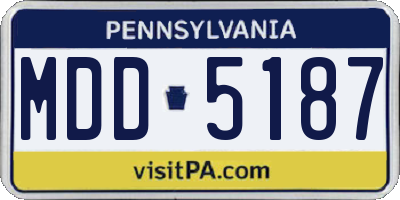 PA license plate MDD5187