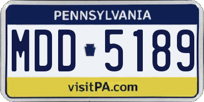 PA license plate MDD5189