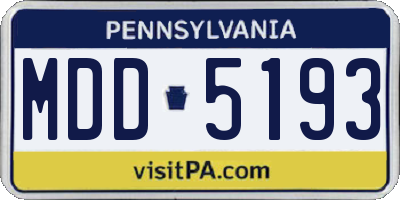 PA license plate MDD5193