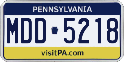 PA license plate MDD5218