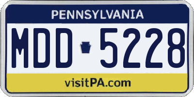 PA license plate MDD5228
