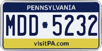 PA license plate MDD5232