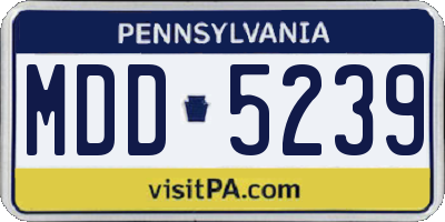 PA license plate MDD5239