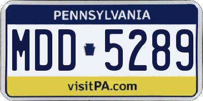 PA license plate MDD5289