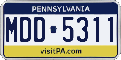 PA license plate MDD5311