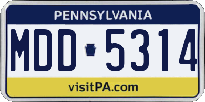 PA license plate MDD5314