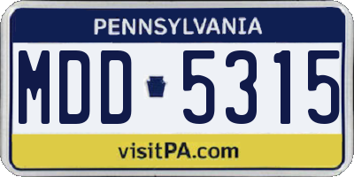 PA license plate MDD5315