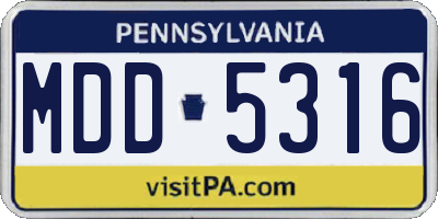 PA license plate MDD5316