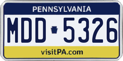 PA license plate MDD5326